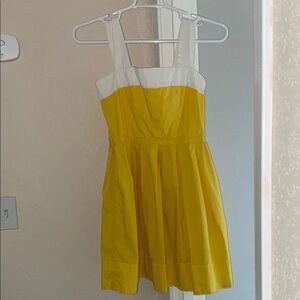 Yellow and White Sleeveless Dress
